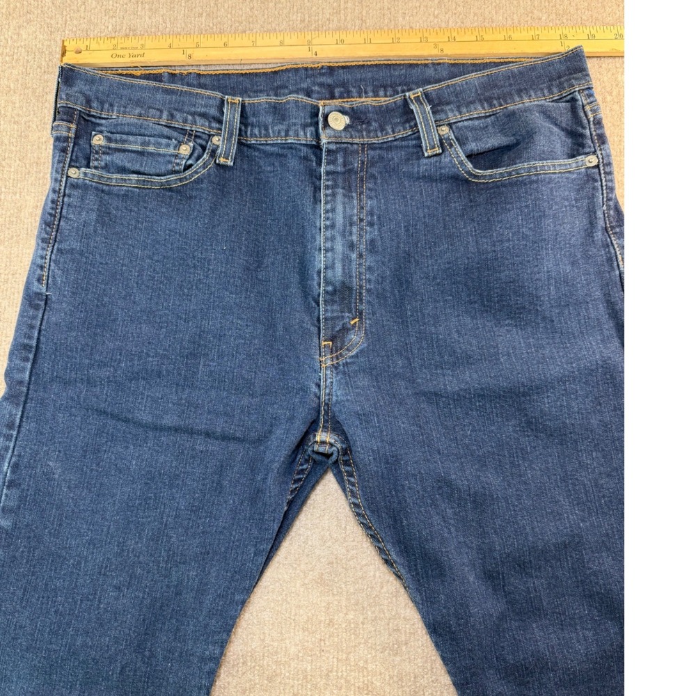 Levi's 513 Slim Straight‎ Jeans Mens 38x30 Dark Wash Blue Denim Pants - Picture 5 of 8